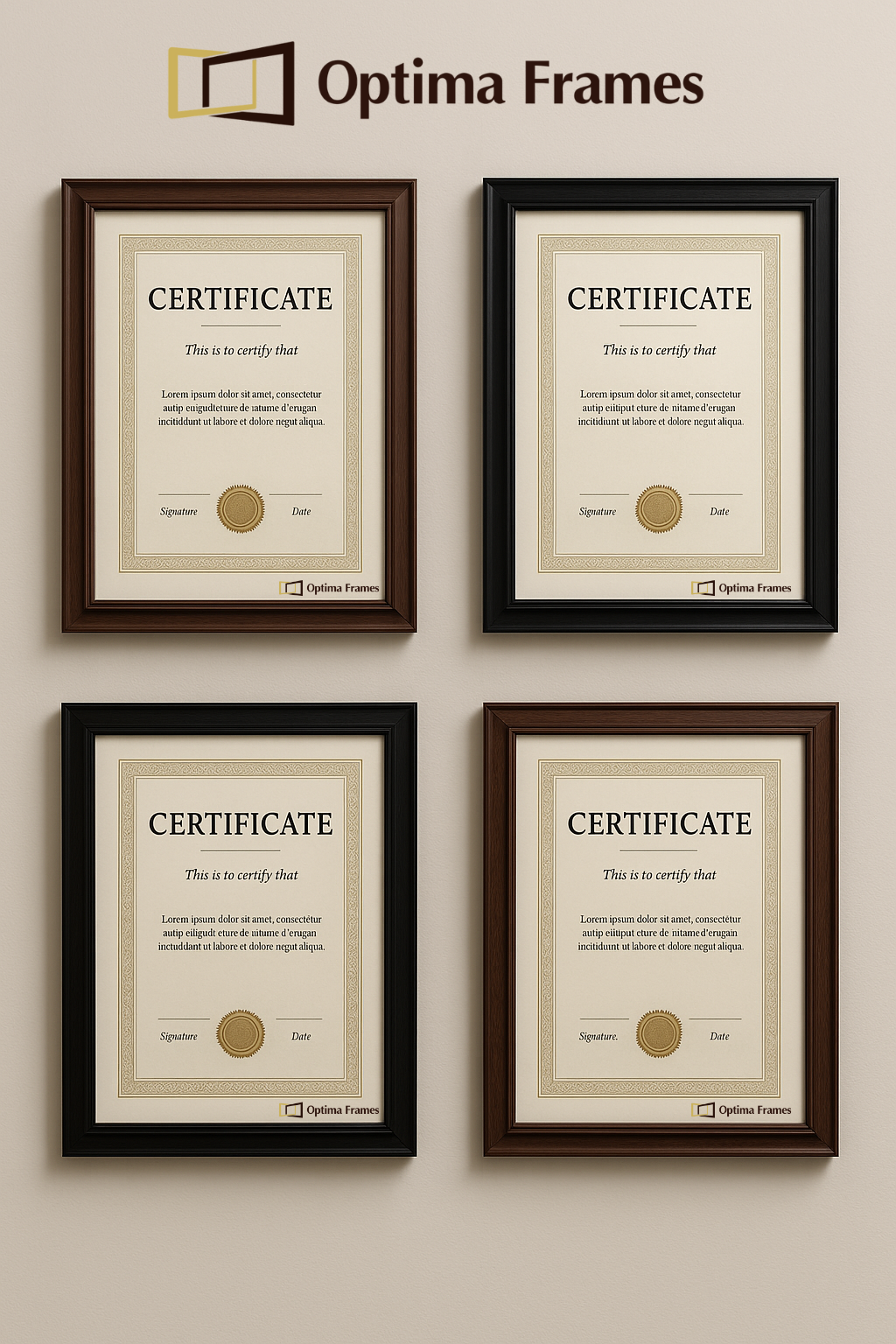 Optima Frames – Certificate and Diploma Frames | Premium MDF Wood with Easel Stand & Adjustable Hanger